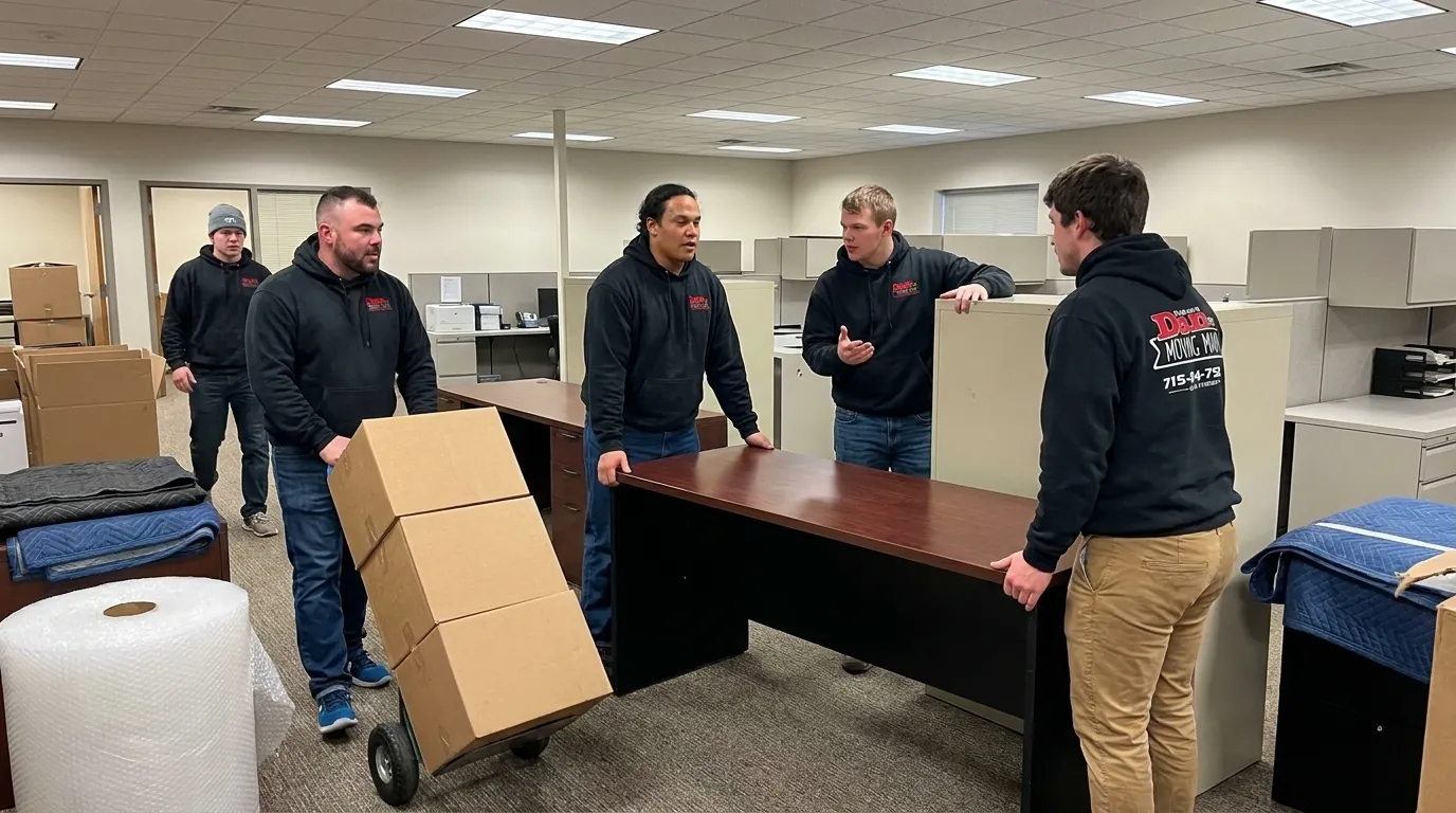 commercial movers moving office desks in Wisconsin